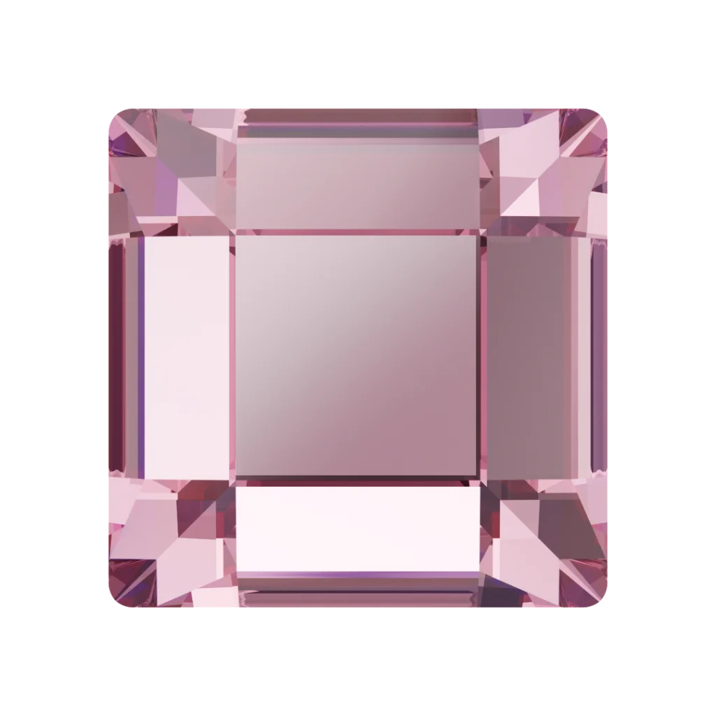Swarowski 2400 Square 3 mm (mini-flatbacks), Light Rose, 10 stk.
